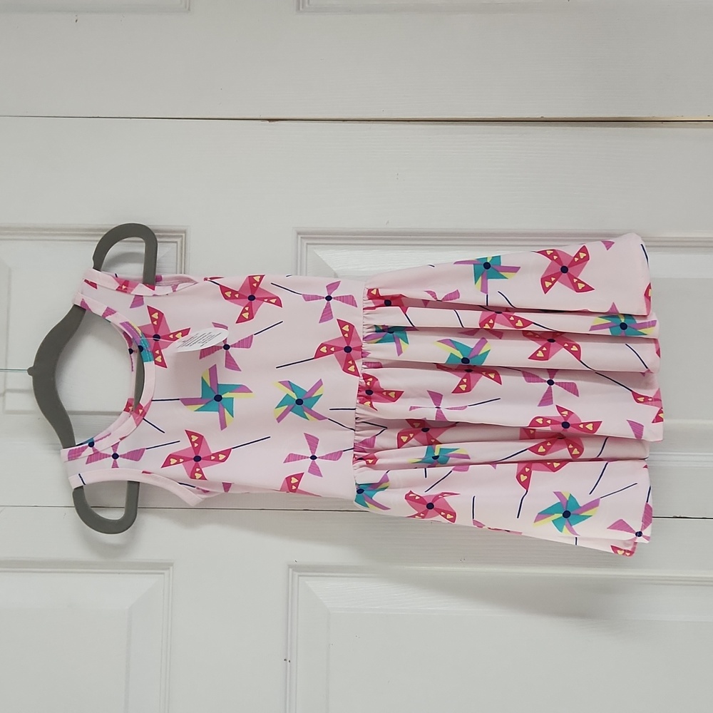NWT Dot Dot Smile Pink with colored pin wheels Twirl Dress